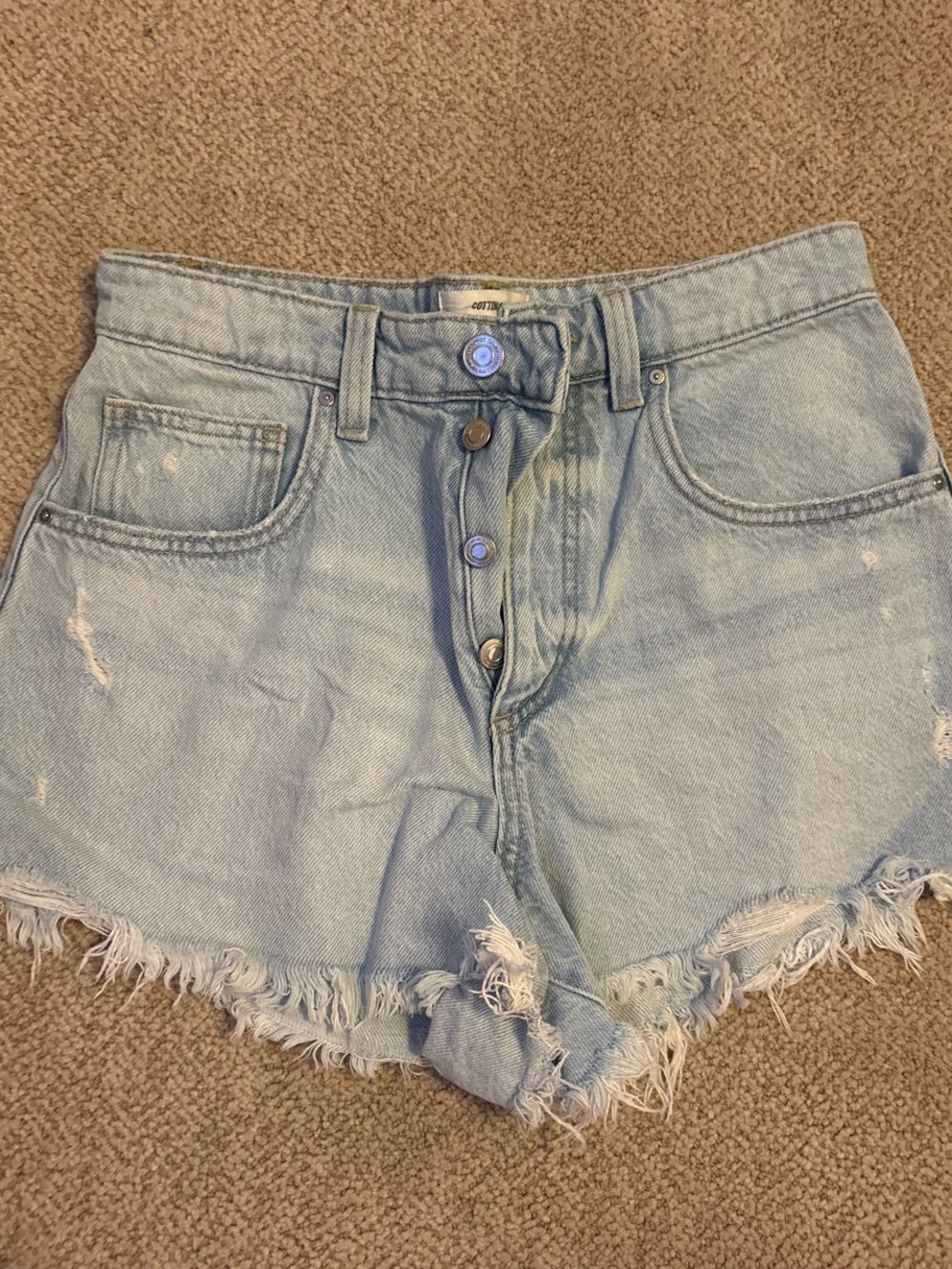 Cotton On Light Blue Distressed Denim Shorts